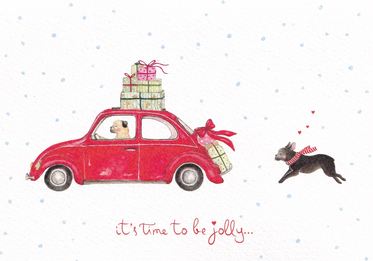 Felicitare: Red Car it's Time to be Jolly...
