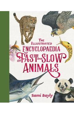 Coperta cărții 'The Illustrated Encyclopaedia of Fast and Slow Animals - Sami Bayly'