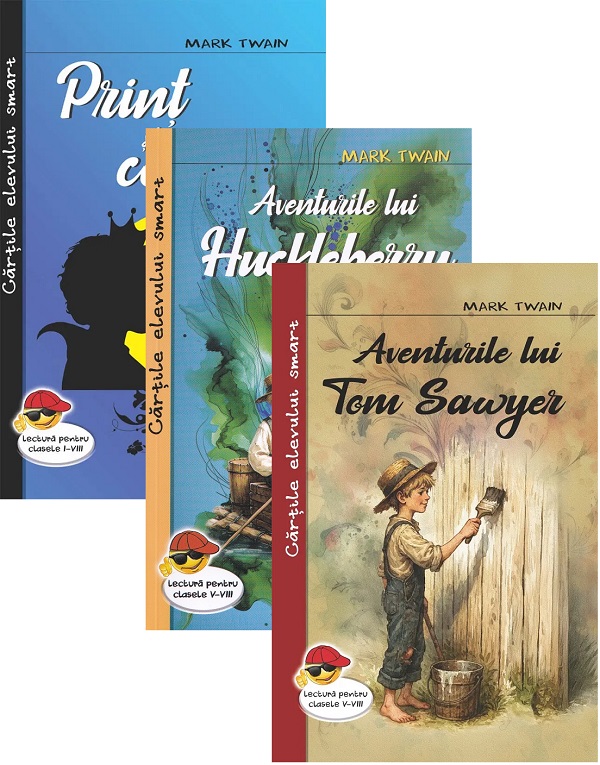 Pachet 3 carti: Print si cersetor + Aventurile lui Tom Sawyer + Aventurile lui Huckleberry Finn - Mark Twain