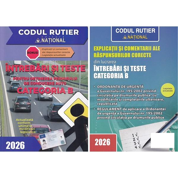 Pachet 2 carti: Intrebari si teste pentru obtinerea permisului de conducere auto. Categoria B Ed.2026