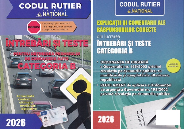 Pachet 2 carti: Intrebari si teste pentru obtinerea permisului de conducere auto. Categoria B Ed.2026