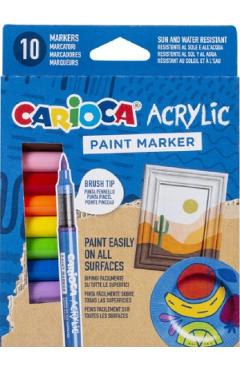 Imaginea produsului 'Set 10 markere acrilice cu vârf pensulă'