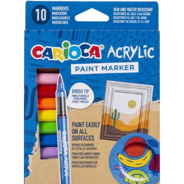 Set 10 markere acrilice cu varf pensula