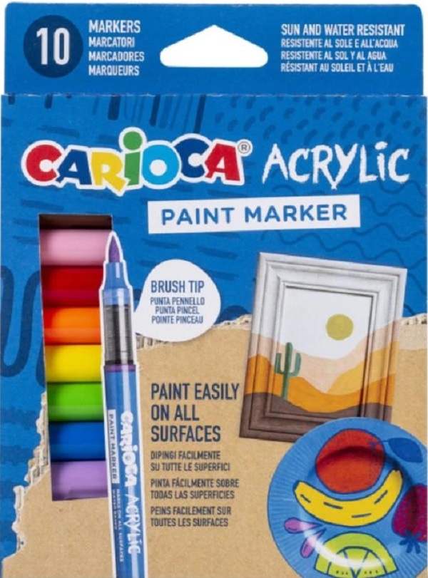 Set 10 markere acrilice cu varf pensula