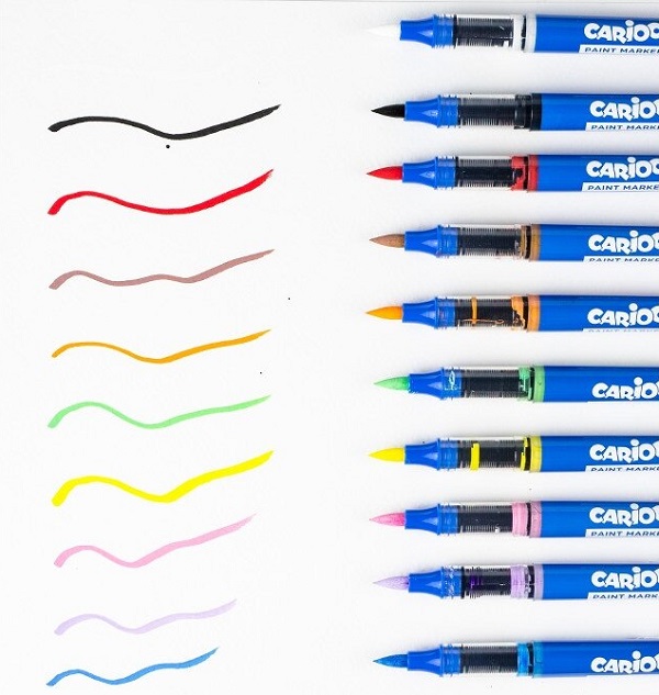 Set 10 markere acrilice cu varf pensula