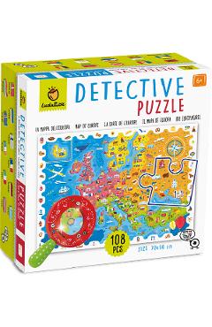 Imaginea produsului 'Puzzle micul detectiv. Harta Europe'