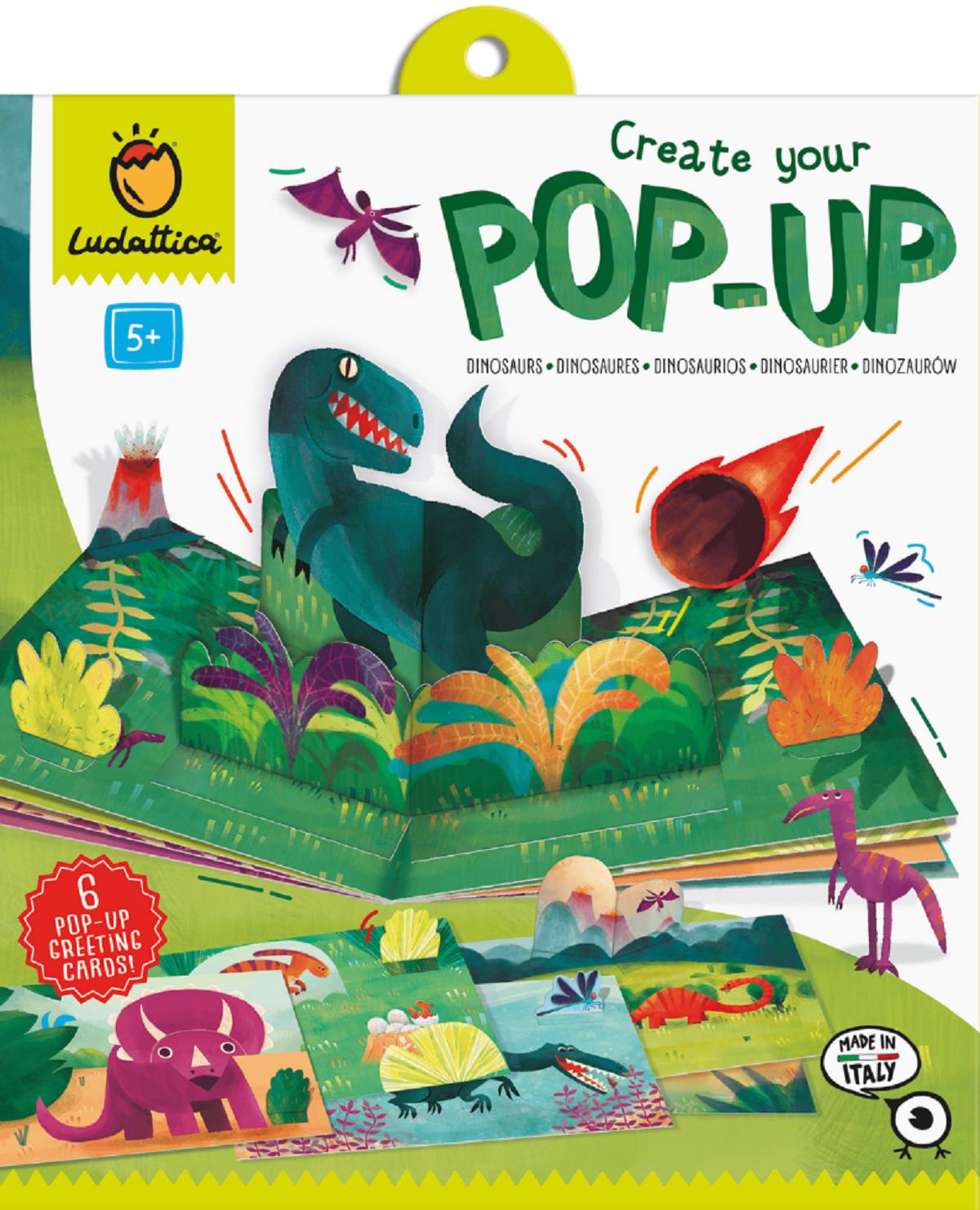 Joc creativ: Dinozauri. Creeaza prima carte Pop-Up