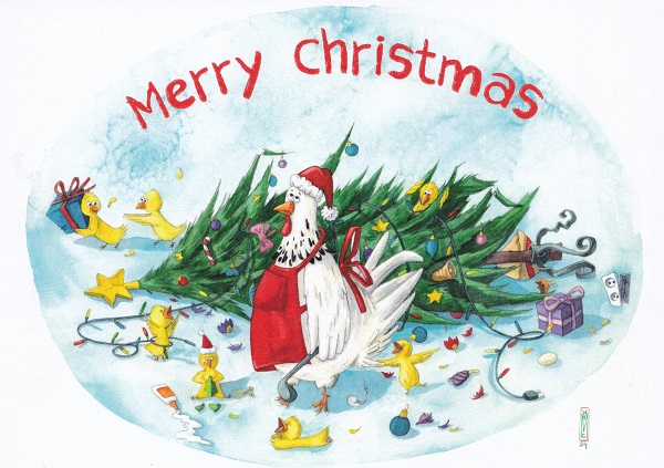 Carte postala: Merry Christmas. Kotkodak