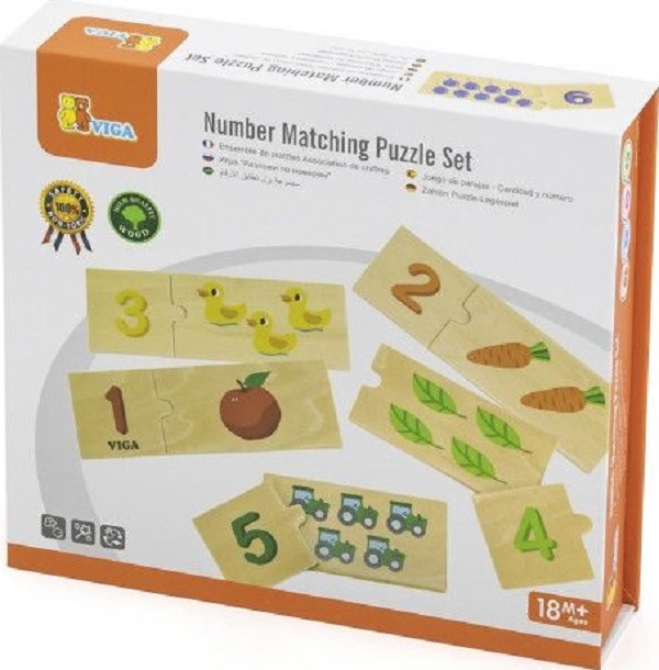 Set puzzle lemn: Potriveste numarul