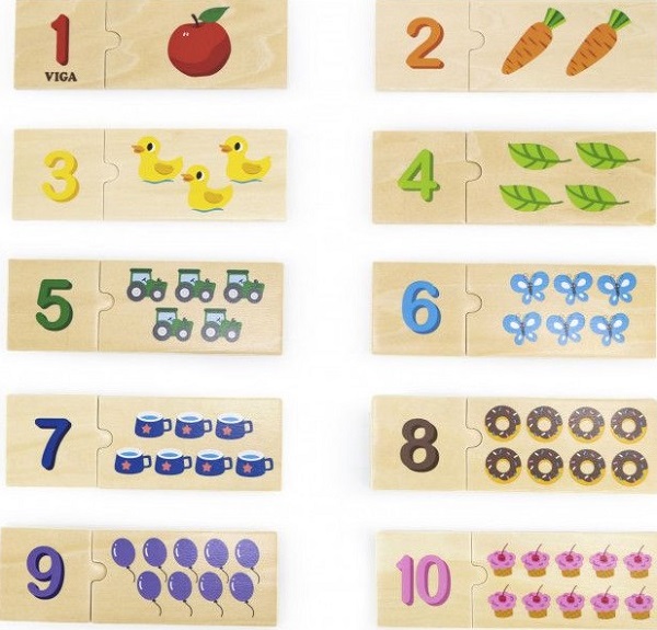 Set puzzle lemn: Potriveste numarul