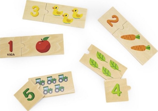 Set puzzle lemn: Potriveste numarul