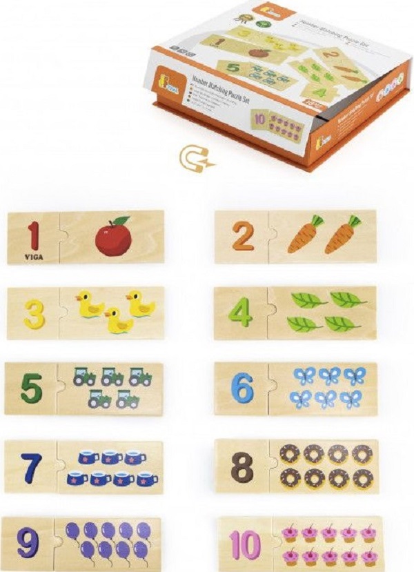 Set puzzle lemn: Potriveste numarul