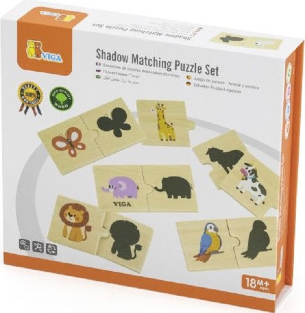 Set puzzle lemn: Potriveste umbra