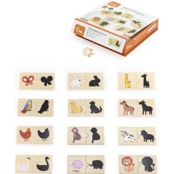 Set puzzle lemn: Potriveste umbra