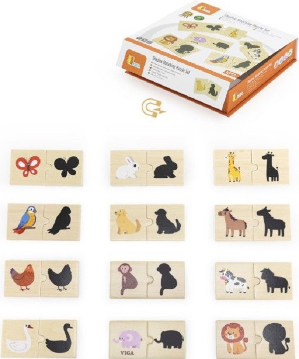 Set puzzle lemn: Potriveste umbra