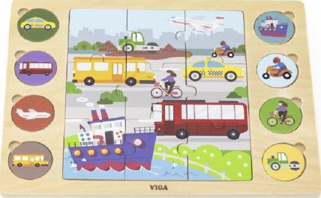 Puzzle de lemn: Gaseste si potriveste. Mijloace de transport