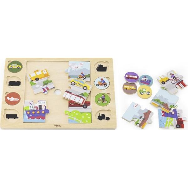 Puzzle de lemn: Gaseste si potriveste. Mijloace de transport