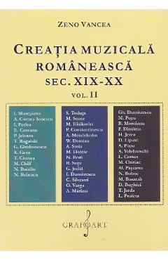 Coperta cărții 'Creația muzicală românească Sec.XIX-XX Vol.2 - Zeno Vancea'