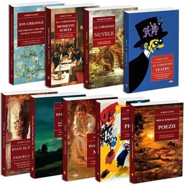 Pachet 9 carti: Marii clasici - Ion creanga, I.L. Caragiale, Mihai Eminescu, Ion Slavici