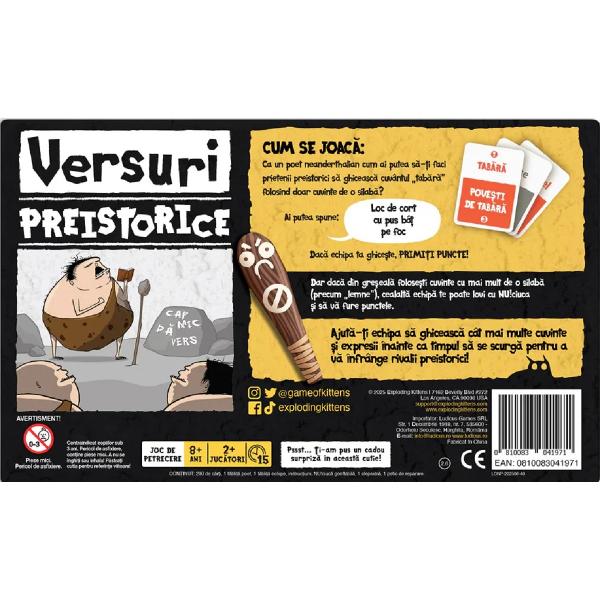 Joc de societate: Versuri preistorice