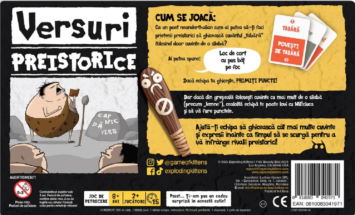 Joc de societate: Versuri preistorice