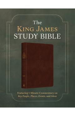Coperta cărții 'The King James Study Bible: Featuring 1-Minute Commentary on Key People, Places, Events, and Ideas [Men's Cover] -'