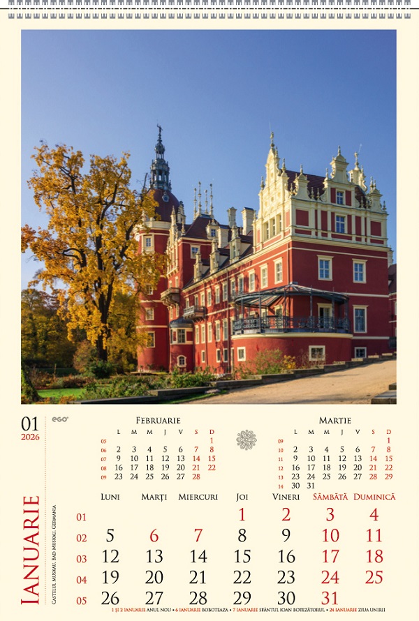 Calendar perete 2026: Castele