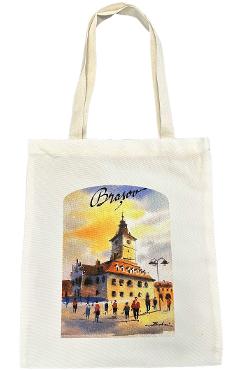 Imaginea produsului 'Sacoșă textilă cu ilustrație Bobei Art: Brașov. Casa Sfatului'