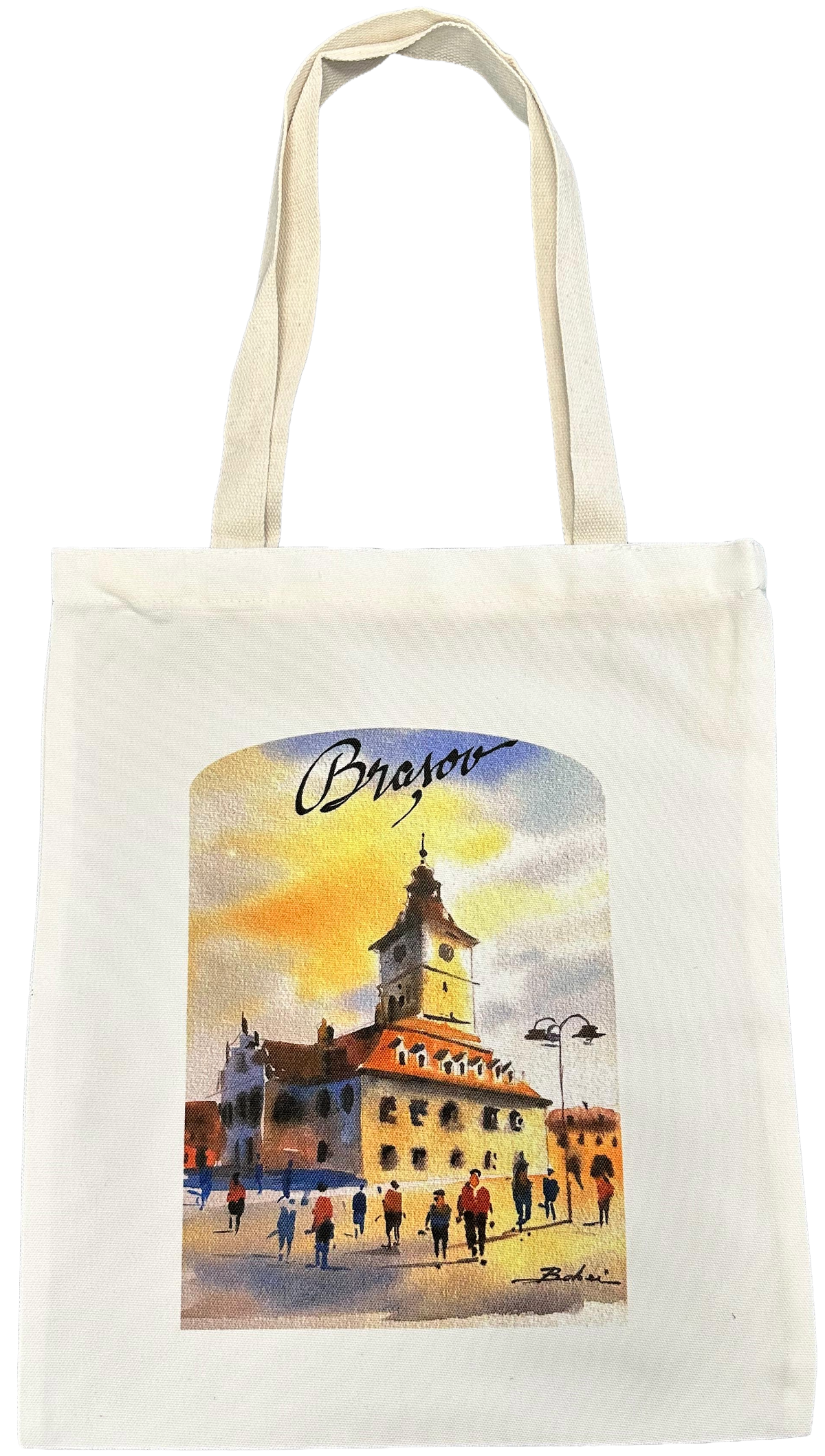 Sacosa textila cu ilustratie Bobei Art: Brasov. Casa Sfatului