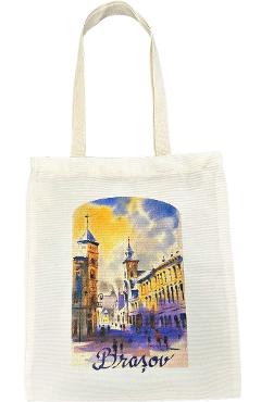 Imaginea produsului 'Sacoșă textilă cu ilustrație Bobei Art: Brașov. Centru istoric'