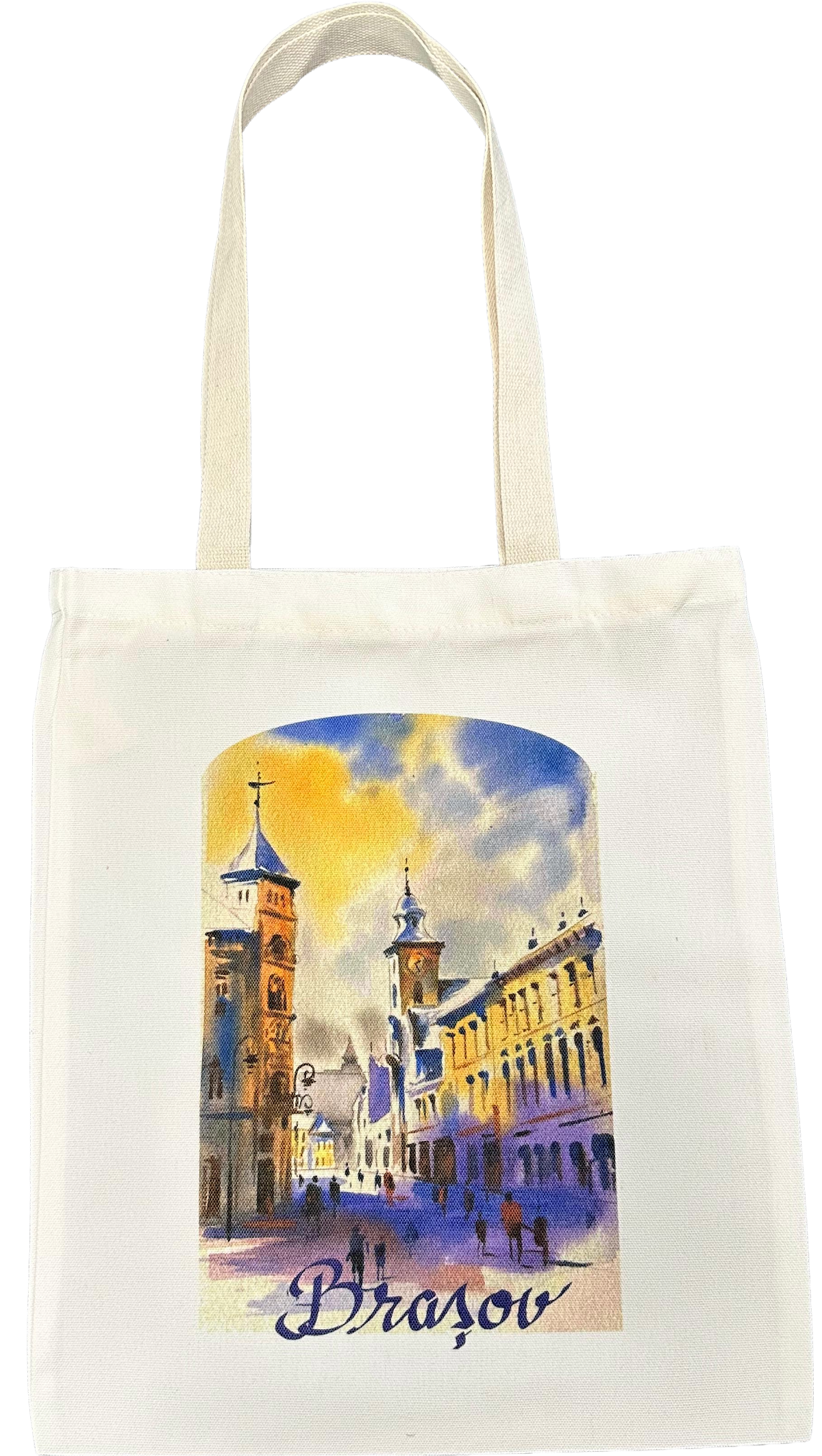 Sacosa textila cu ilustratie Bobei Art: Brasov. Centru istoric