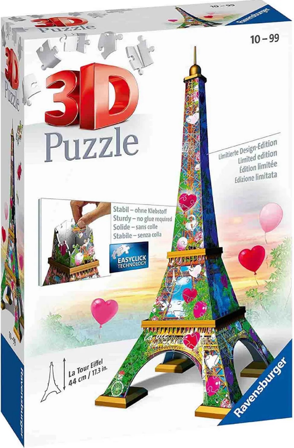 Puzzle 3D: Turnul Eiffel cu inimioare