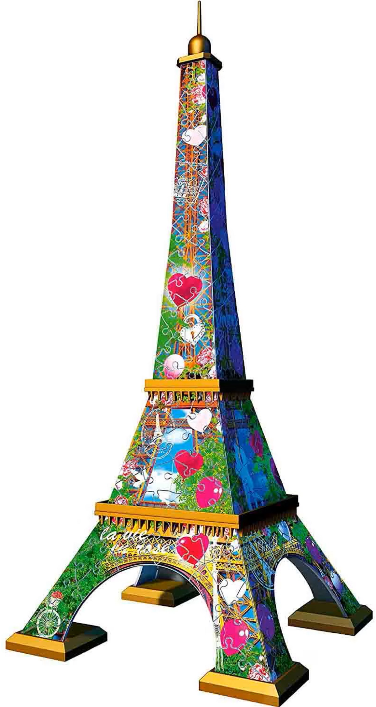 Puzzle 3D: Turnul Eiffel cu inimioare