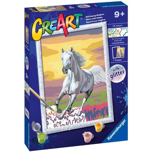 Pictura pe numere. Cal la apus