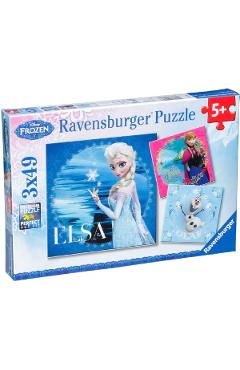 Poza produsului Puzzle 3x49 piese. Frozen Elsa, Anna si Olaf