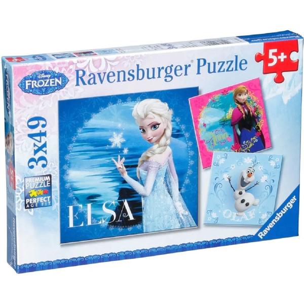 Puzzle 3x49 piese. Frozen Elsa, Anna si Olaf