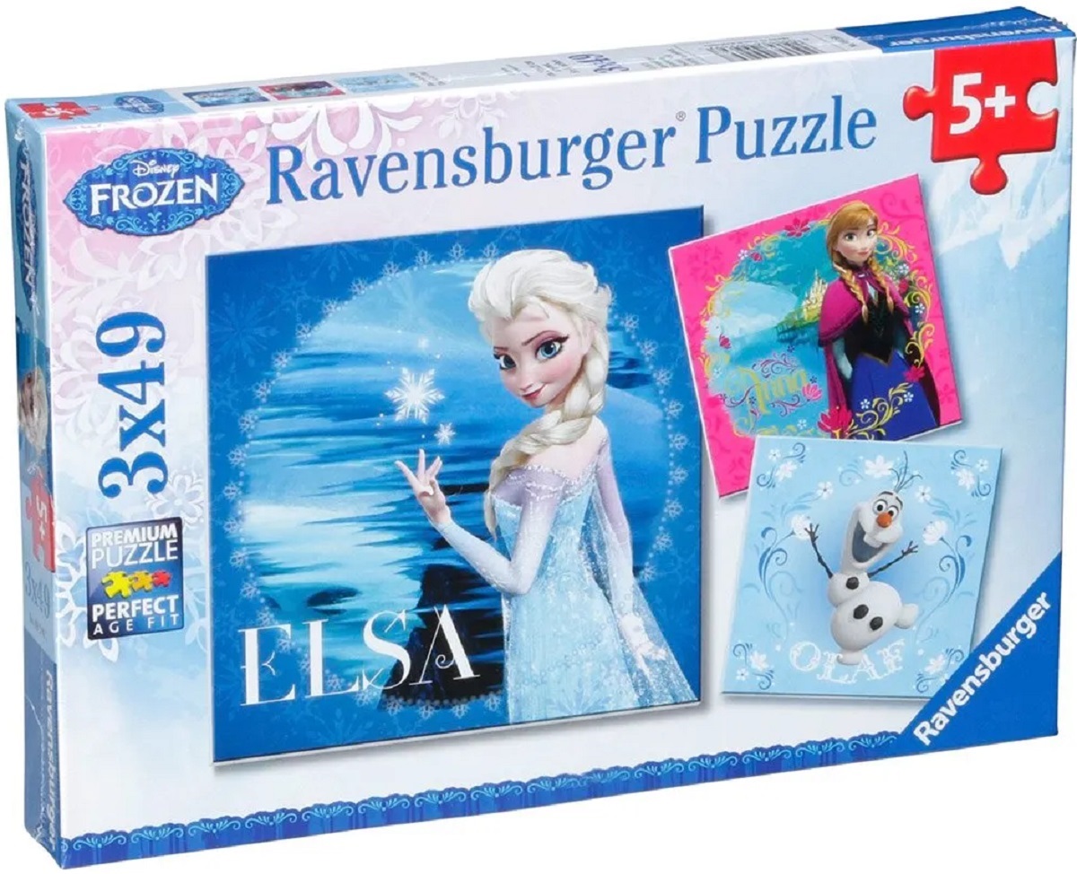 Puzzle 3x49 piese. Frozen Elsa, Anna si Olaf