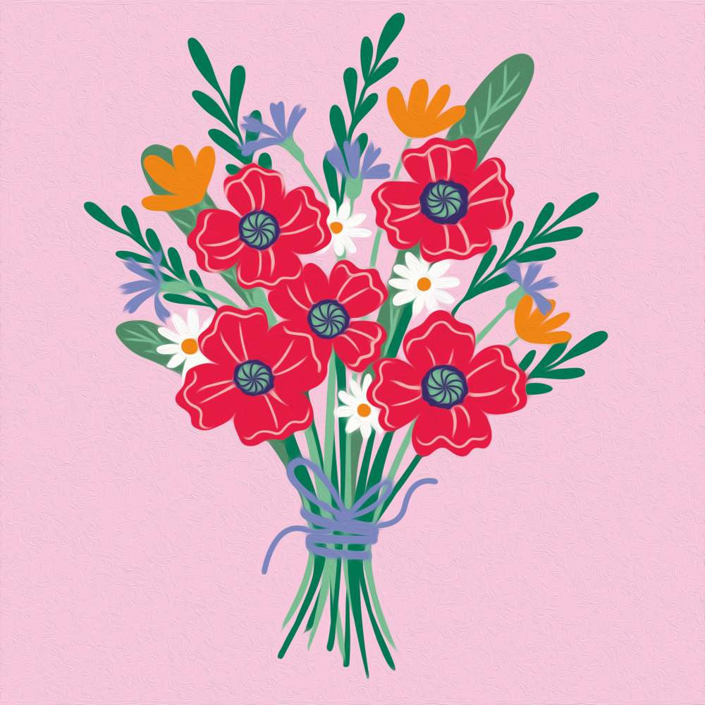 Pictura pe numere. Buchet de maci