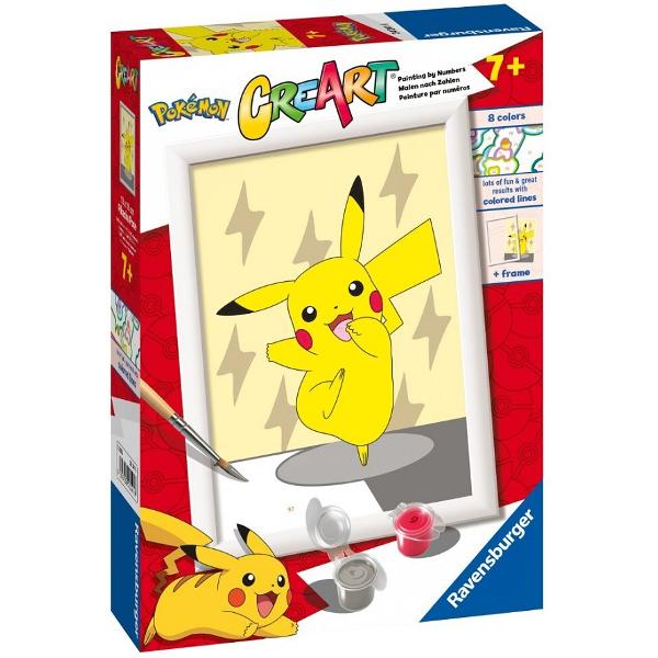 Pictura pe numere pentru copii. Pikachu