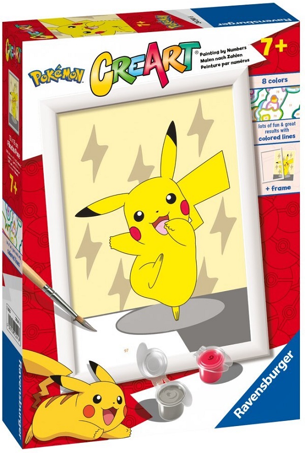 Pictura pe numere pentru copii. Pikachu