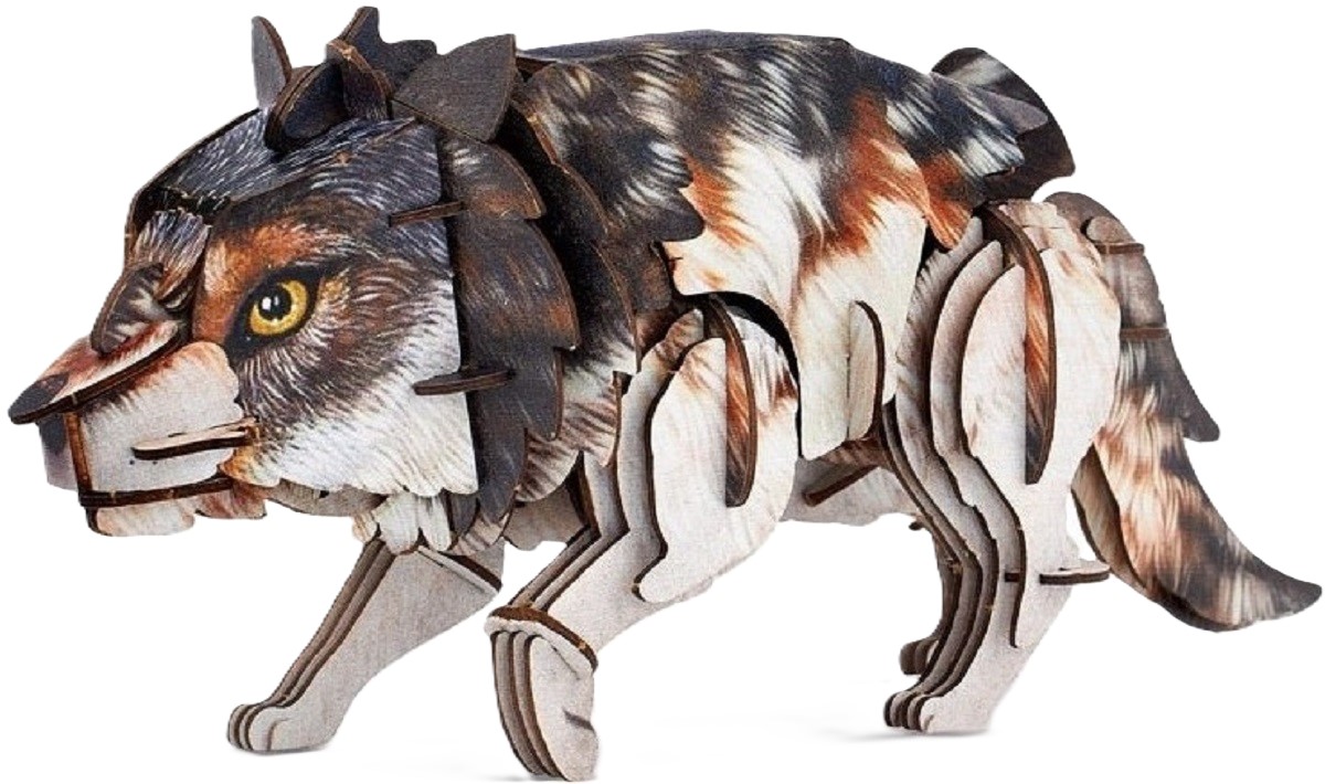 Puzzle 3D. Lup Cenusiu