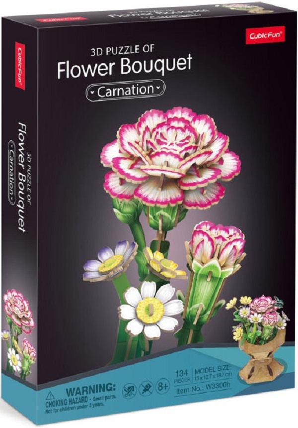 Puzzle 3D: Buchet de flori. Garoafa