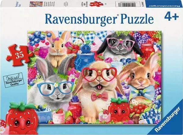 Puzzle 35 piese: Iepurasi si fructe de padure