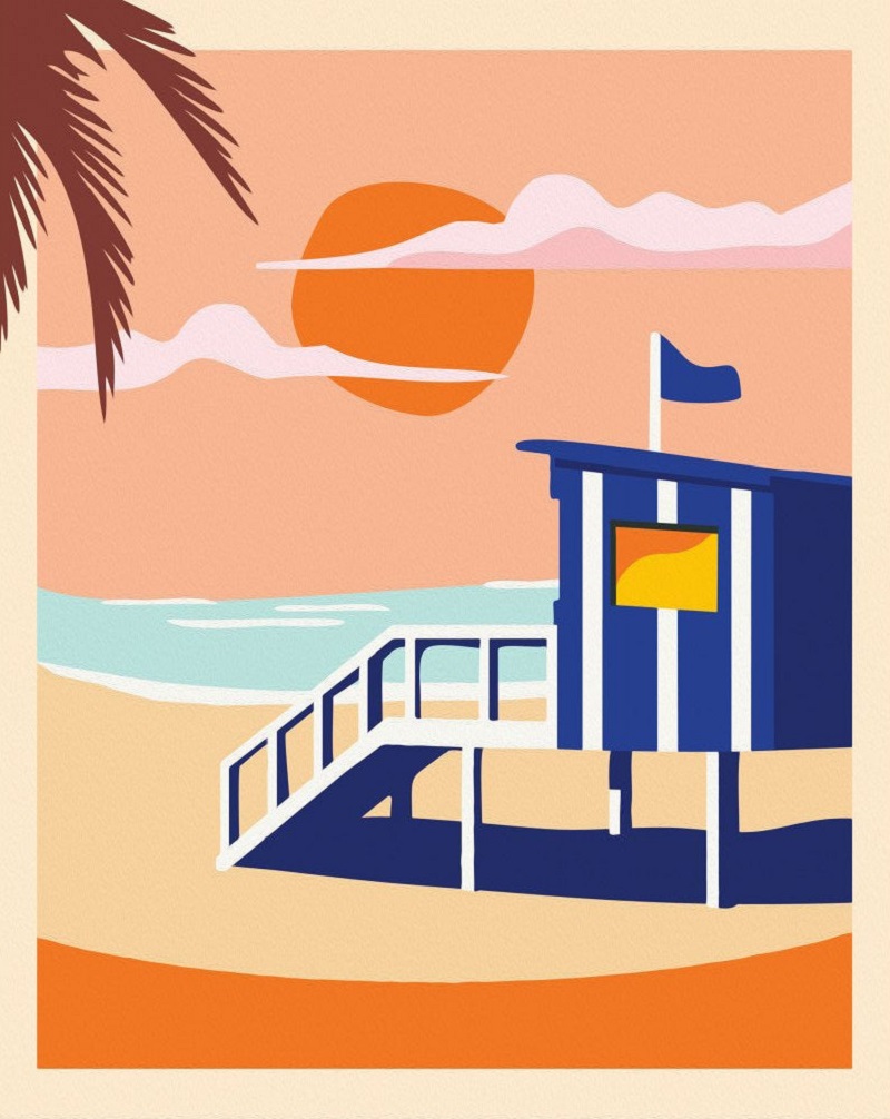 Pictura pe numere. Cabana pe plaja