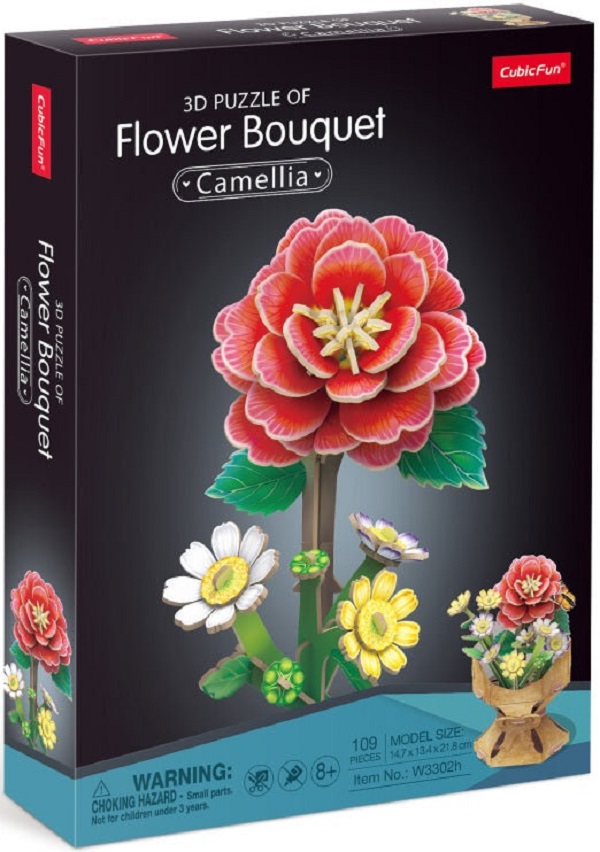 Puzzle 3D: Buchet de flori. Camelie
