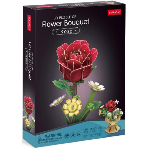 Puzzle 3D: Buchet de flori. Trandafir