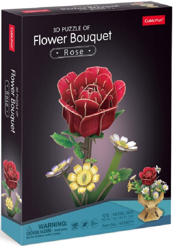 Puzzle 3D: Buchet de flori. Trandafir
