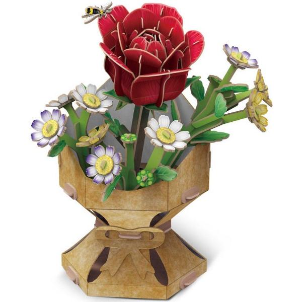 Puzzle 3D: Buchet de flori. Trandafir