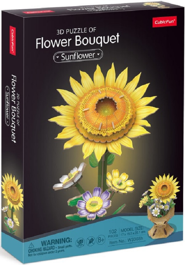Puzzle 3D: Buchet de flori. Floarea soarelui
