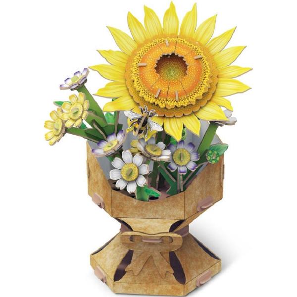 Puzzle 3D: Buchet de flori. Floarea soarelui